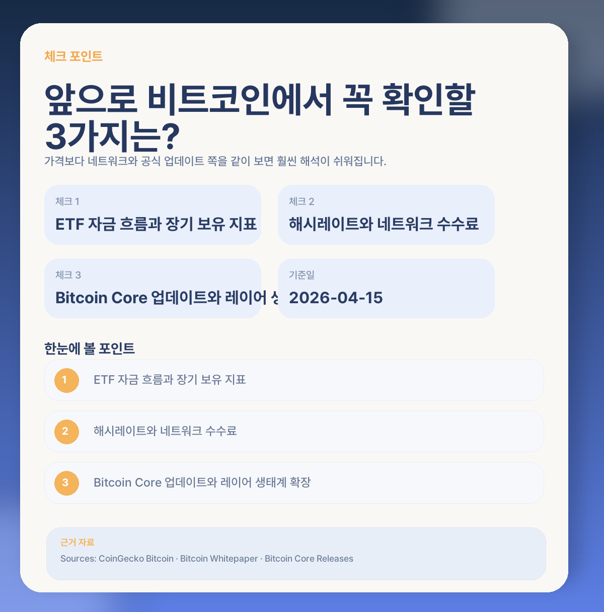 📌 앞으로 비트코인에서 꼭 체크할 포인트