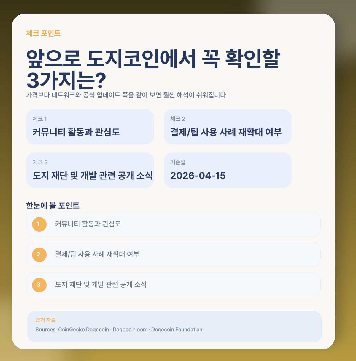 📌 앞으로 도지코인에서 꼭 체크할 포인트