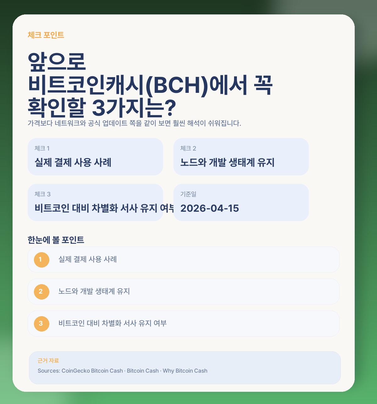 📌 앞으로 비트코인캐시(BCH)에서 꼭 체크할 포인트