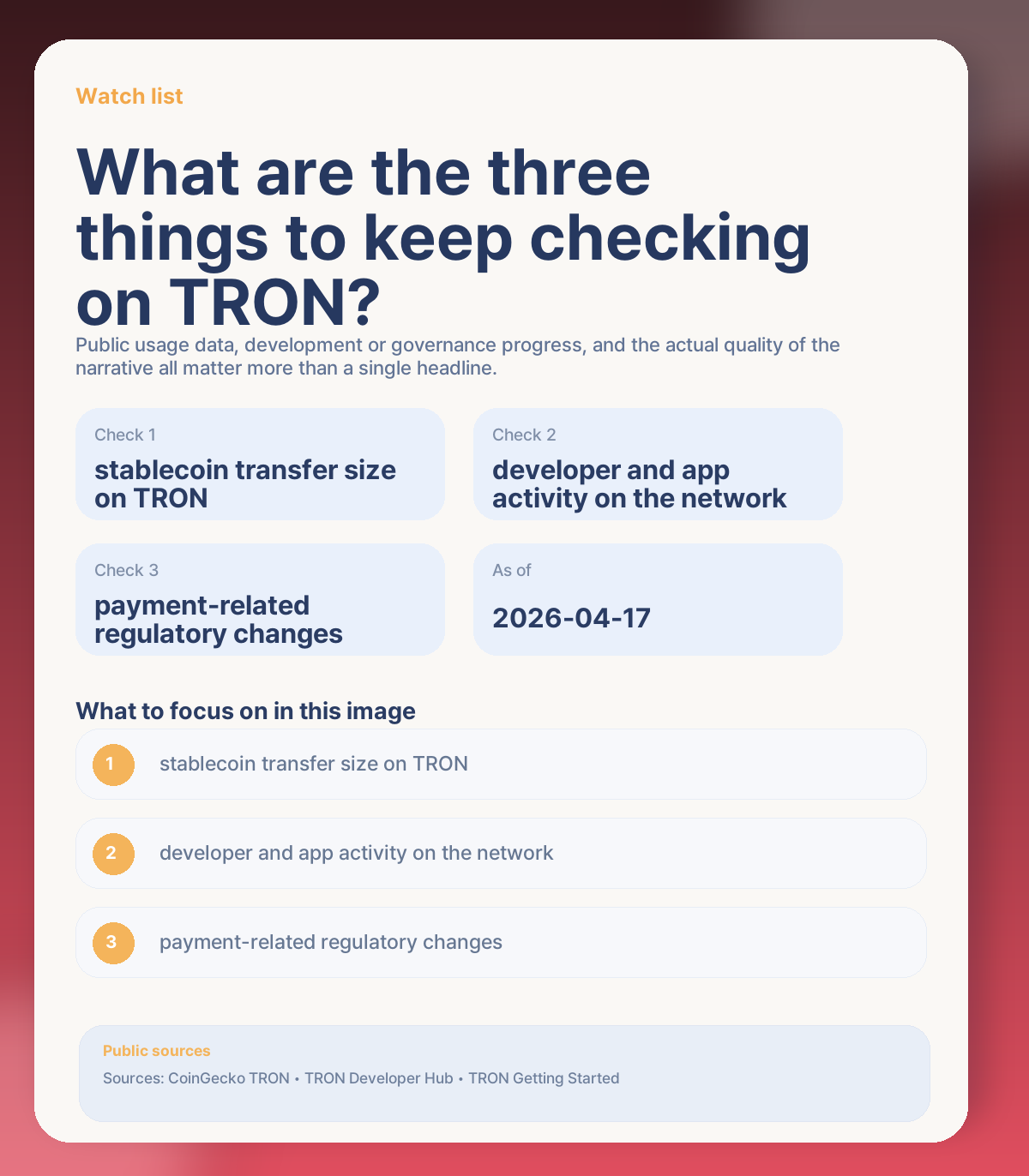 📝 What to keep checking next on TRON