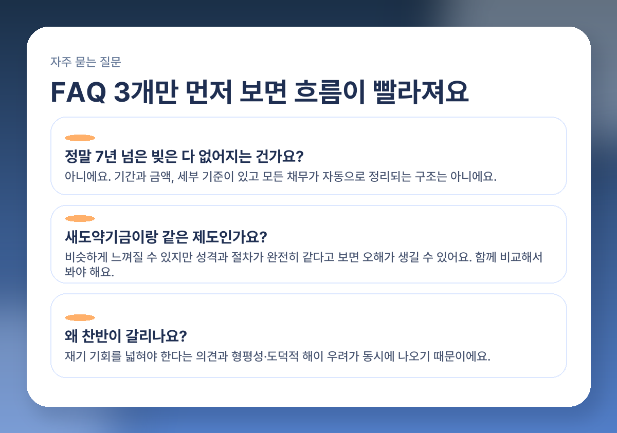 7년 넘은 연체 빚 소각된다고? 2026 채무조정·새도약기금 핵심 정리 FAQ 이미지