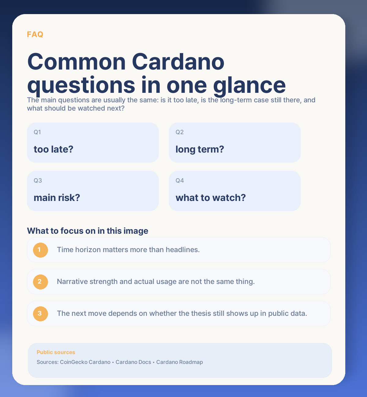 Cardano (ADA) now: buy or wait? Roadmap progress, ecosystem traction, and the key variables FAQ