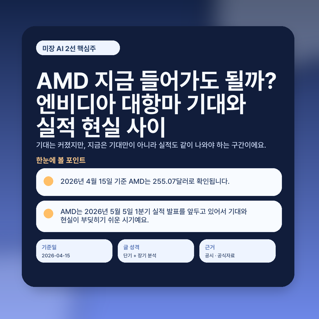 AMD 지금 들어가도 될까? 엔비디아 대항마 기대와 실적 현실 사이