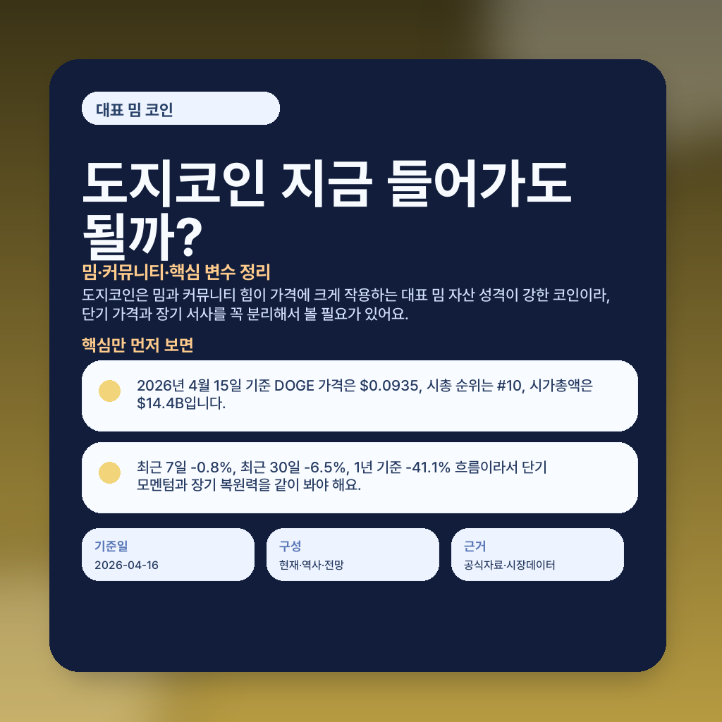 도지코인 지금 들어가도 될까? 밈·커뮤니티·핵심 변수 정리