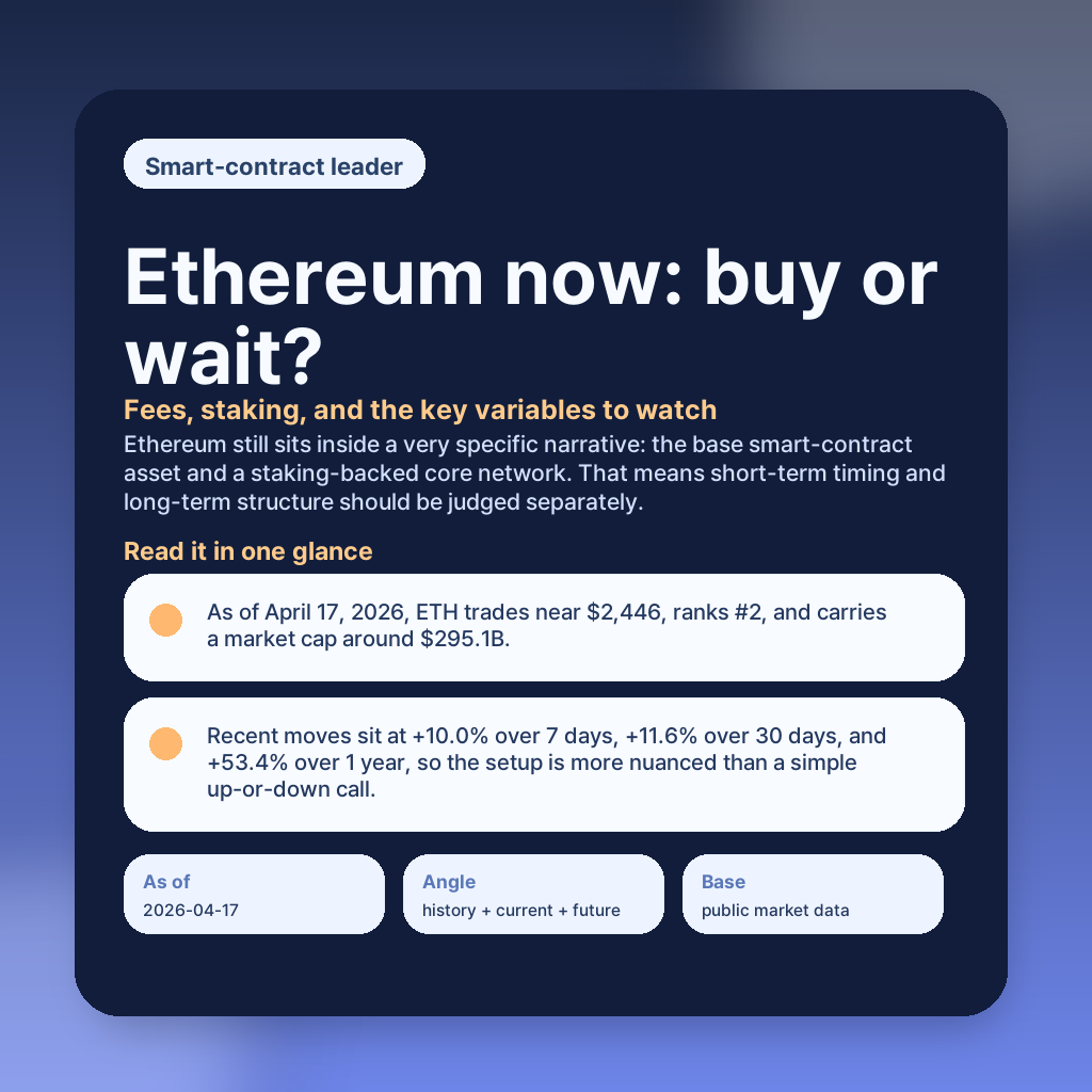 Ethereum now: buy or wait? Fees, staking, and the key variables to watch