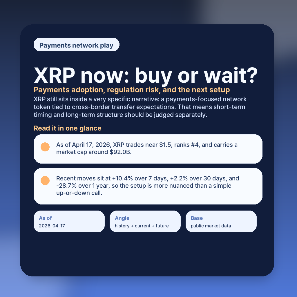 XRP now: buy or wait? Payments adoption, regulation risk, and the next setup