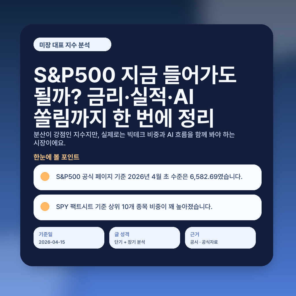 S&P500 지금 들어가도 될까? 금리·실적·AI 쏠림까지 한 번에 정리