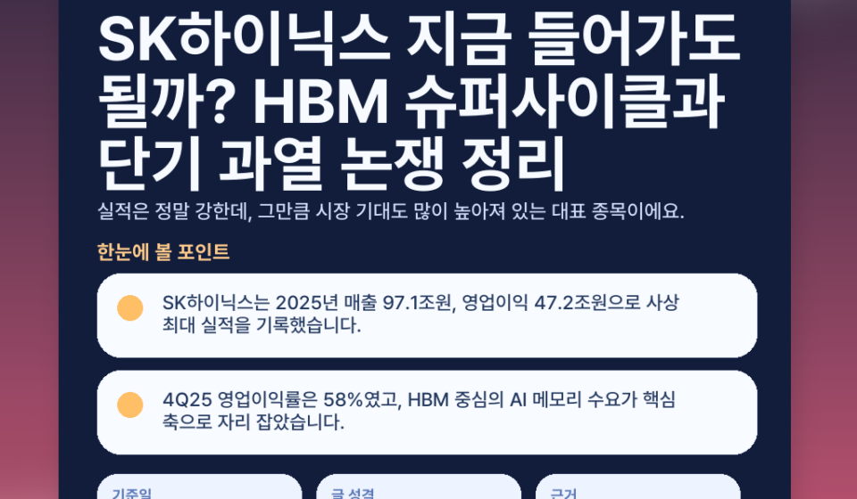 SK하이닉스 지금 들어가도 될까? HBM 슈퍼사이클과 단기 과열 논쟁 정리 - featured v2