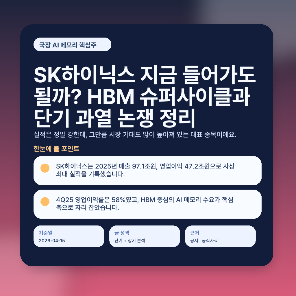 SK하이닉스 지금 들어가도 될까? HBM 슈퍼사이클과 단기 과열 논쟁 정리