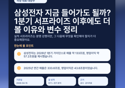 삼성전자 지금 들어가도 될까? 1분기 서프라이즈 이후에도 더 볼 이유와 변수 정리 - featured v2