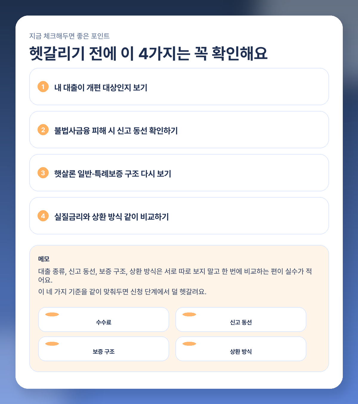 2026 금융제도 뭐가 달라지나? 중도상환수수료·불법사금융·햇살론 핵심 정리 체크리스트 이미지