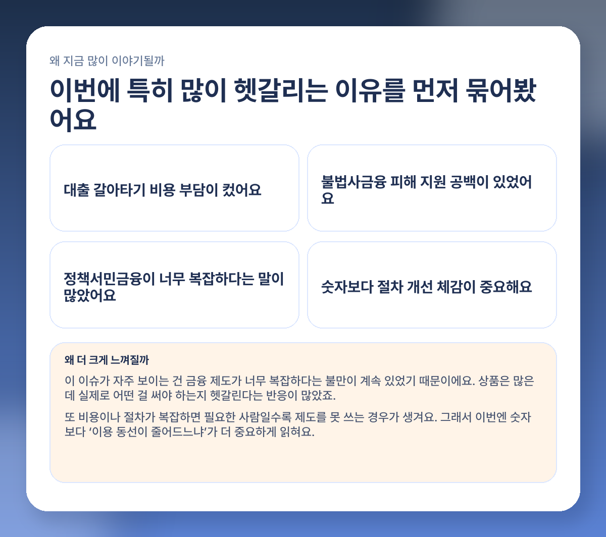 2026 금융제도 뭐가 달라지나? 중도상환수수료·불법사금융·햇살론 핵심 정리 이슈 포인트 이미지