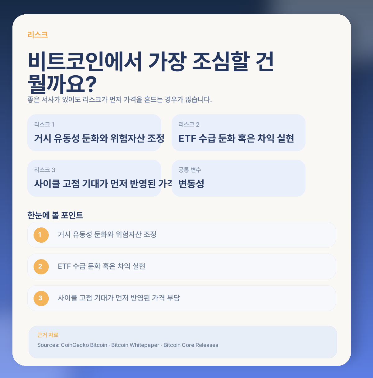 ⚠️ 비트코인에서 꼭 봐야 할 리스크