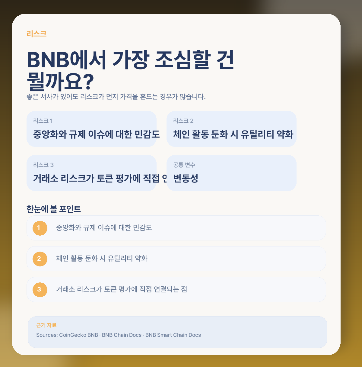 ⚠️ BNB에서 꼭 봐야 할 리스크