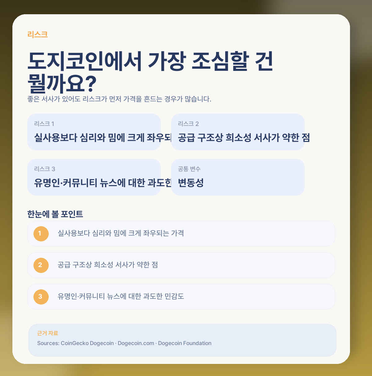 ⚠️ 도지코인에서 꼭 봐야 할 리스크