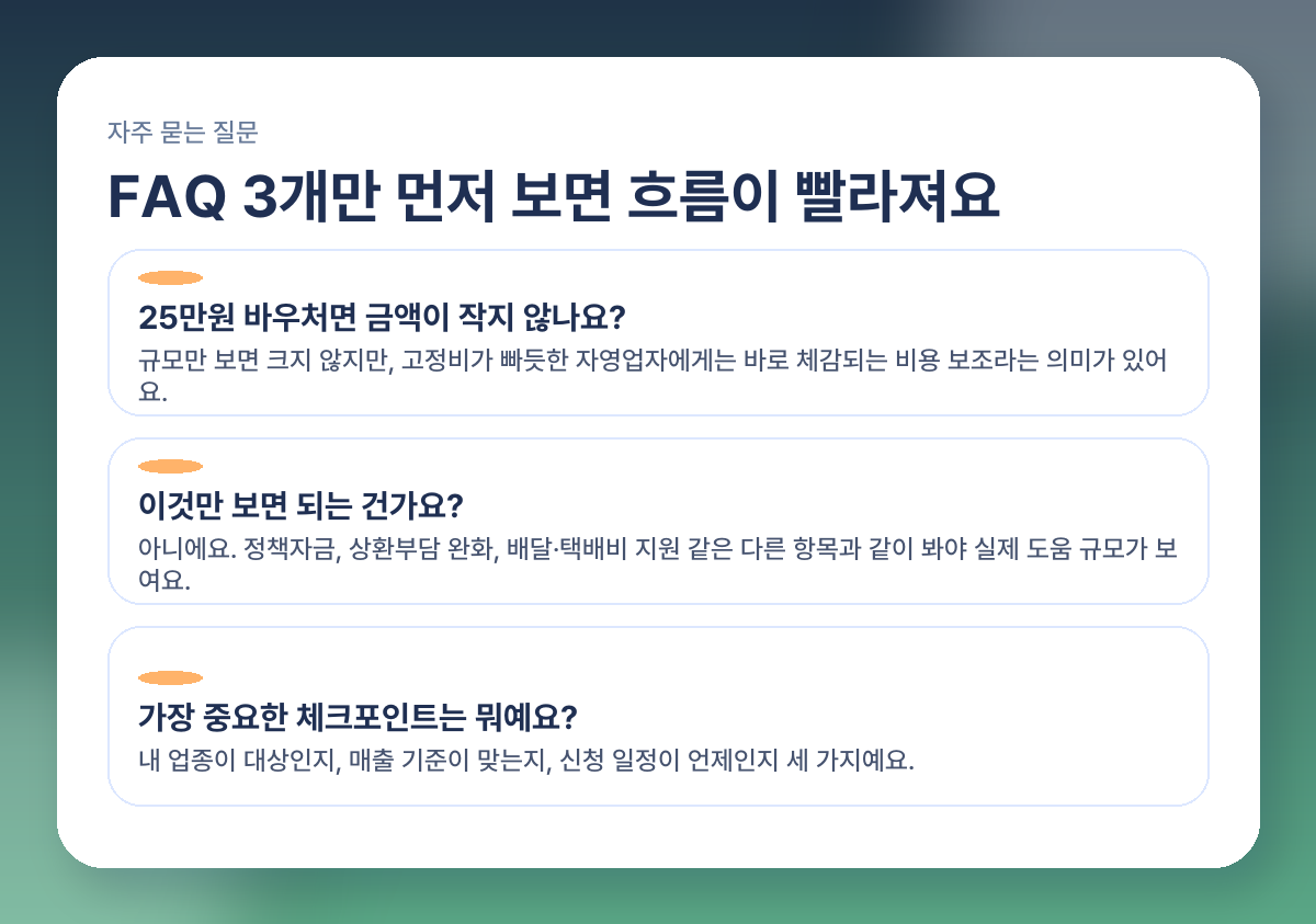 소상공인 25만원 바우처 받나? 2026 부담완화 정책 핵심 정리 FAQ 이미지