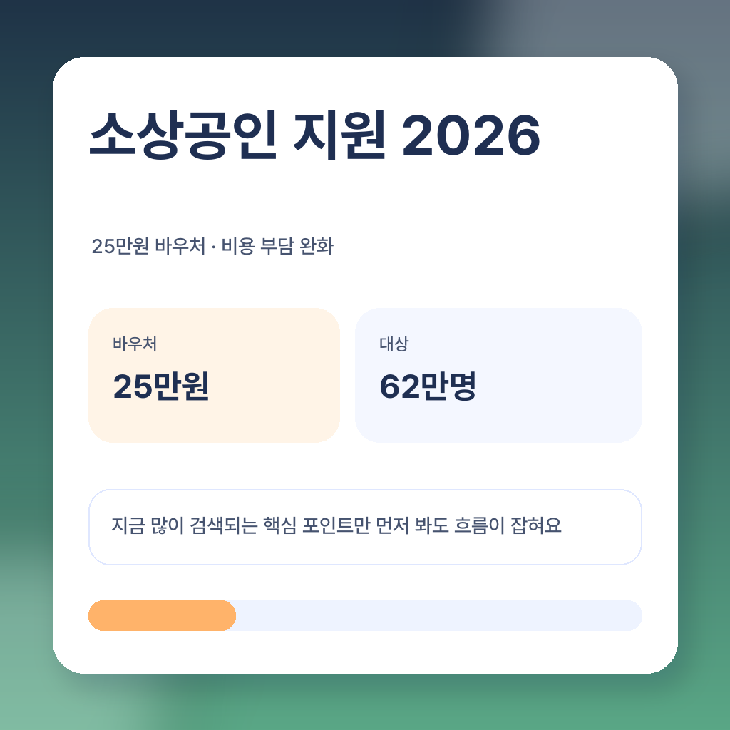 소상공인 25만원 바우처 받나? 2026 부담완화 정책 핵심 정리 대표 이미지