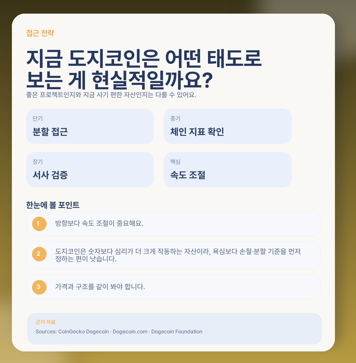 🧭 그럼 지금 도지코인은 어떻게 접근하는 게 현실적일까요?