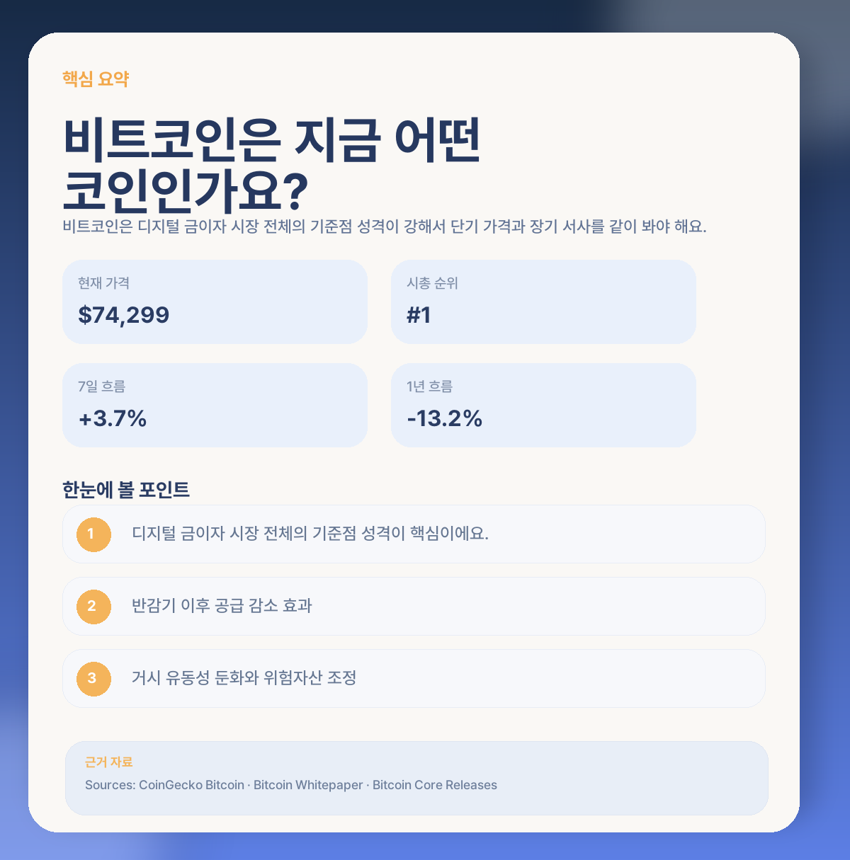 비트코인 지금 들어가도 될까? 현재 상태·핵심 변수·장기 전망 정리 핵심