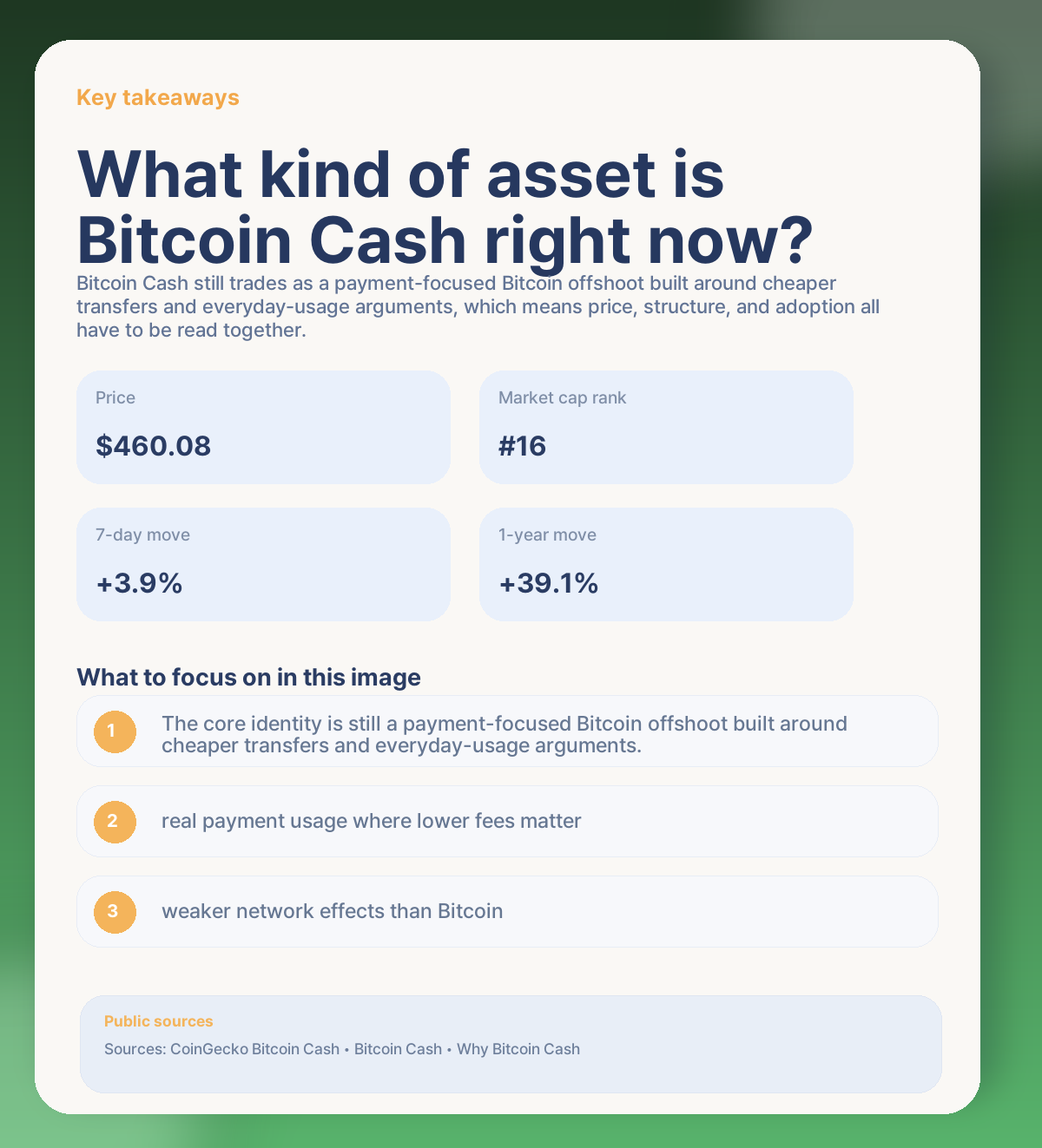 Bitcoin Cash (BCH) now: buy or wait? Payment narrative, network use, and the next setup key takeaways