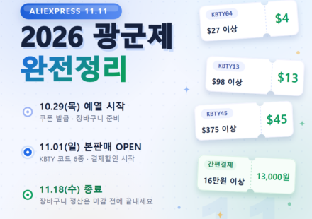 알리익스프레스 2026 광군제 11.11 세일 일정과 KBTY 할인코드·결제할인을 정리한 대표 이미지